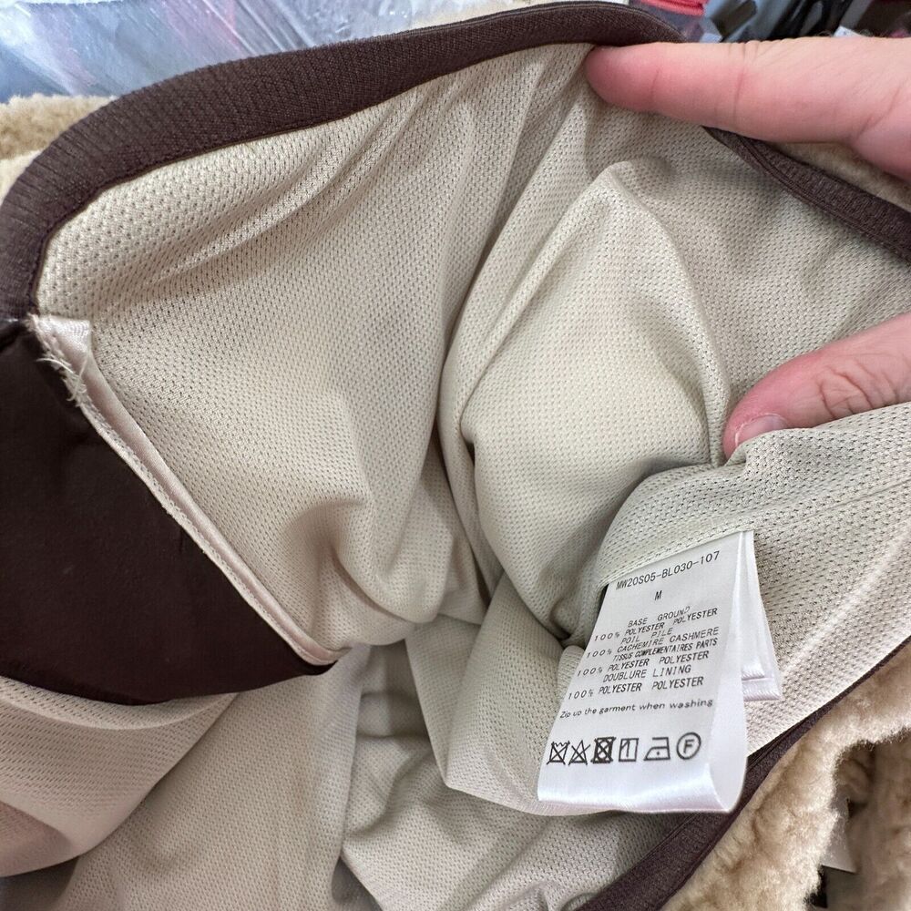 NWT Mastermind World Beige & Brown Cashmere Sherpa Jacket Skull & Crossbone Back - Picture 14 of 16